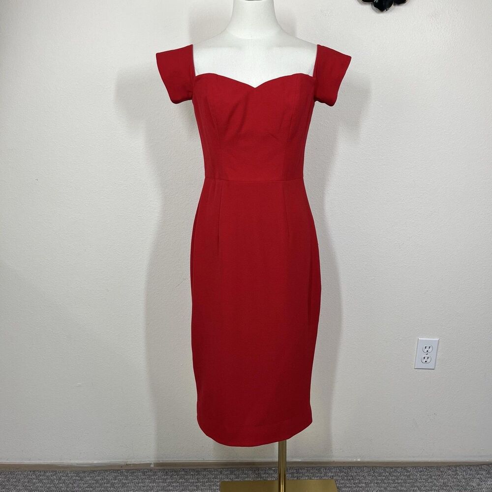 Dress The Population Dress Womens Small Red Bailey Off Shoulder Party Cocktail - Picture 1 of 8